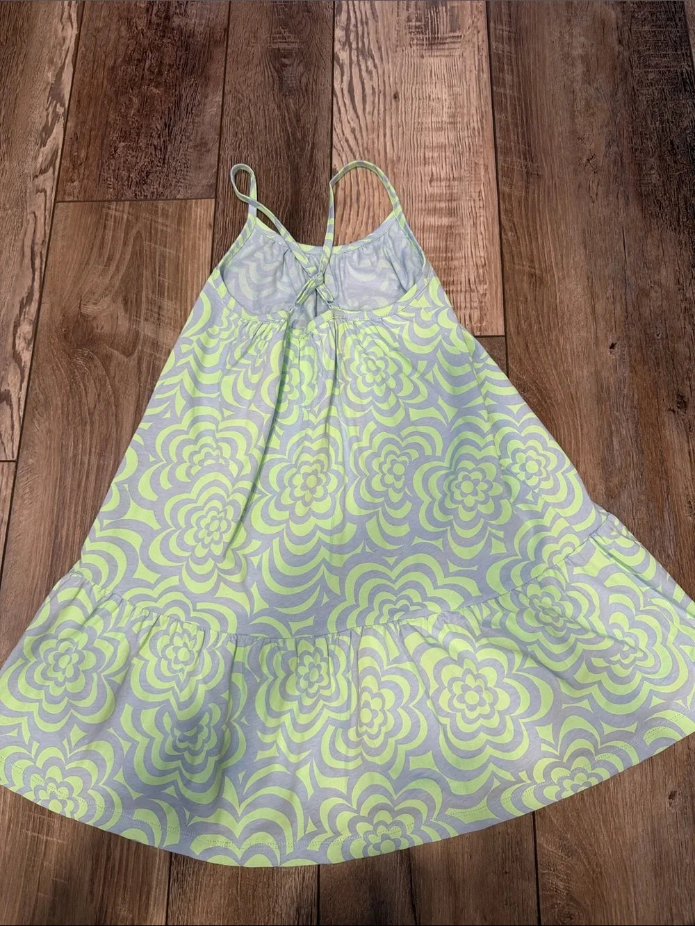 GAP Kids Criss Cross Tiered Dress in Green Print Size S